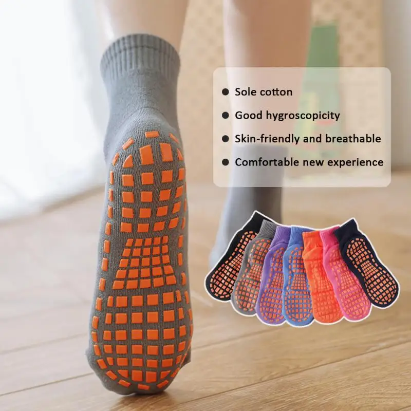 Cotton Trampoline Socks Unisex Adult Child Anti Skid Floor Socks Comfortable Wear Anti-Slip Sports Yoga Foot Massage 1Pair