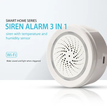 

Alexa Compatible WiFi Siren Alarm With Temperature And Humidity Sensor IFTTT Support Smart Life Remote Control Home Security