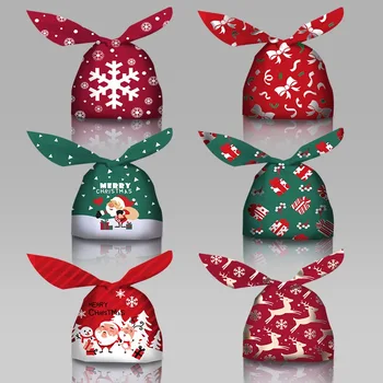 

50pcs/Set Cute Rabbit Ear Bags Cookie Plastic Bags&Candy Gift Bags For Biscuits Snack Baking Package And Event Party Supplies