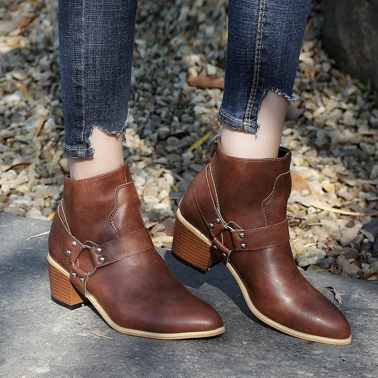 

Women Winter Boots 2019 Martin Ankle Boots Fashion Shoes PU Rubber Basic Boots