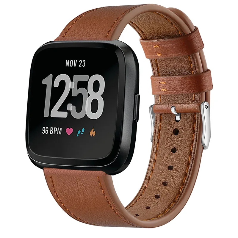 Браслет из натуральной кожи на запястье для Fitbit часы Versa Band