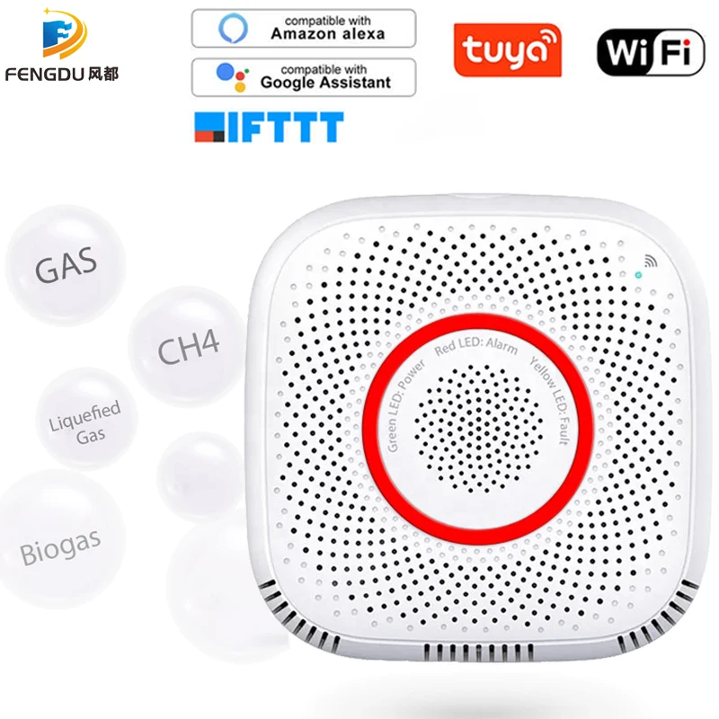 Tuya WiFi датчик утечки газа LPG сигнализация детектор пожарной безопасности приложение контроль безопасности умный дом датчик утечки