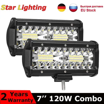 

4/7inch Led Light Bar/Work Light 60W 120W Spot Led Work Light Bar Combo Beam for Offroad Tractor Truck 4x4 SUV ATV Boat