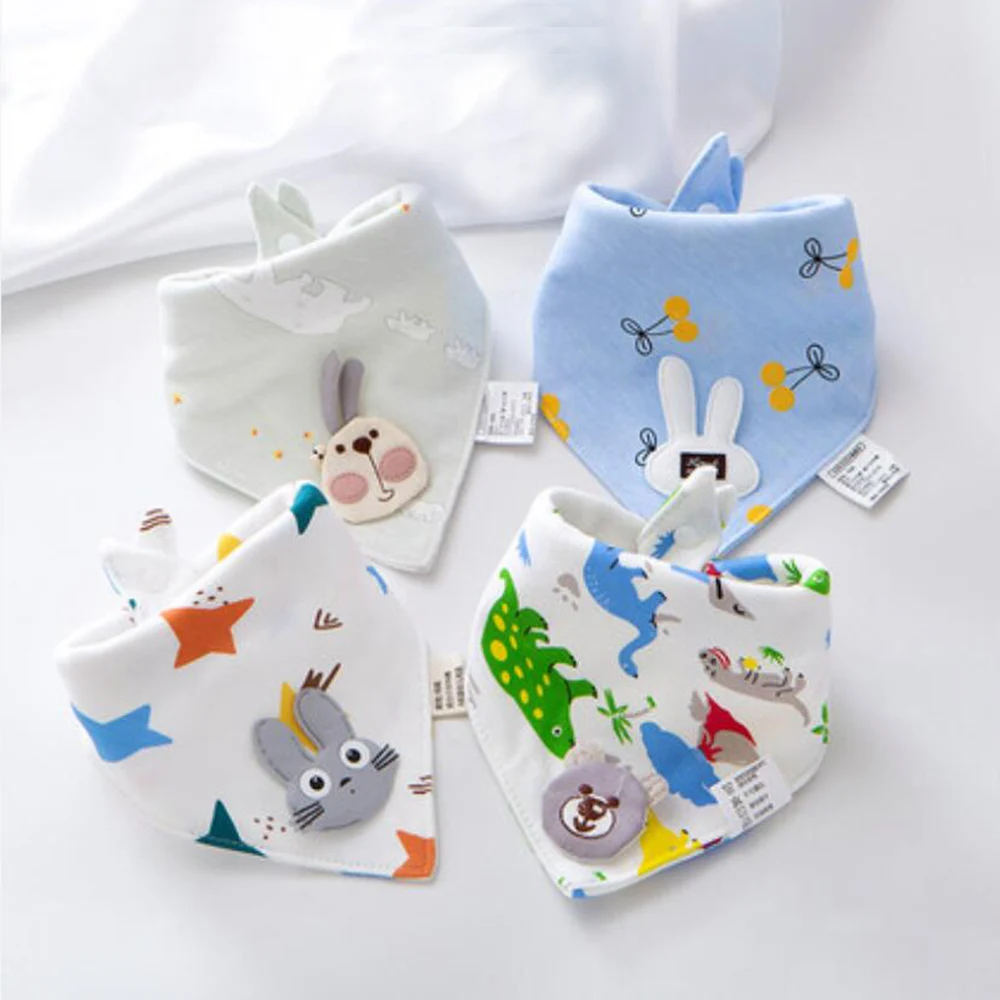4Pcs/Lot Baby Bandana Drool Bibs 100% Cotton Bibs for Boys & Girls Super Soft Absorbent Feeding Bibs Newborn Items 6