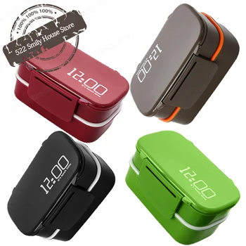 

2 Layer Large Capacity 1400ML Plastic Lunch Boxes with Fork Spoon Microwave Oven Box Food Container Lunchbox Gift Kitchen Tools