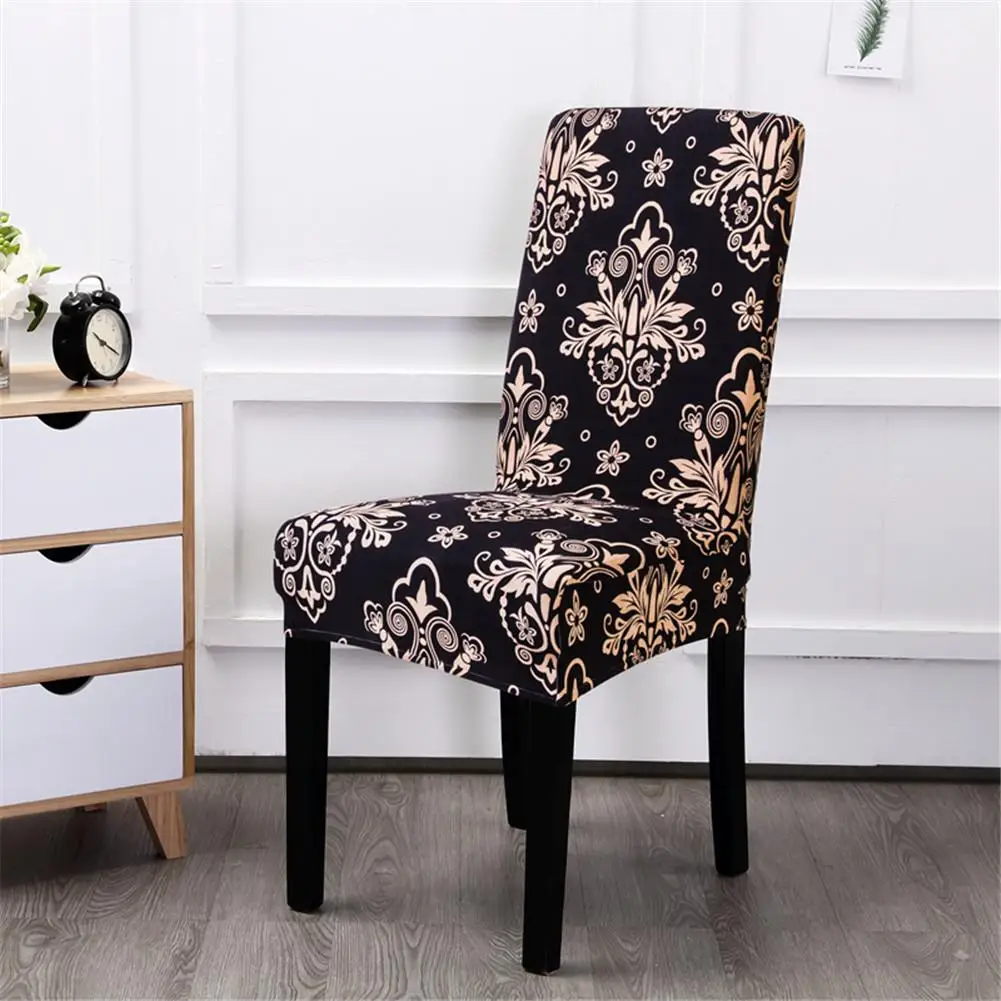 

Printing Elastic Chair Cover Household Half-covered Dining Chair Cover Office Banquet European chair Covers Hotel Decoration