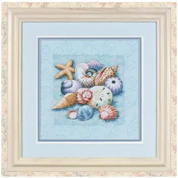 

Blue seashell patterns Counted Cross Stitch 11CT 14CT DIY Chinese Cross Stitch Kits Embroidery Needlework Sets