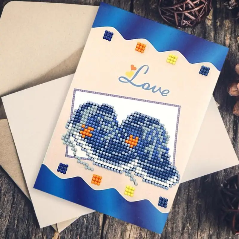  5D DIY Cute Greeting Card Partial Drill Diamond Painting Christmas Customized Invitations for New Y - 4000401027717