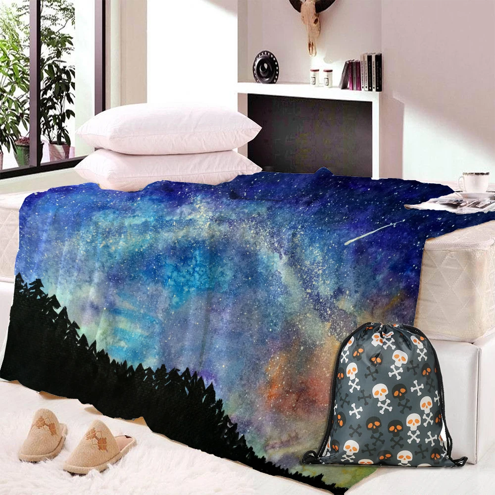 

Space Throw Blanket Mystical Sky with Star Clusters Cosmos Nebula Celestial Scenery Artwork Warm Microfiber Blanket