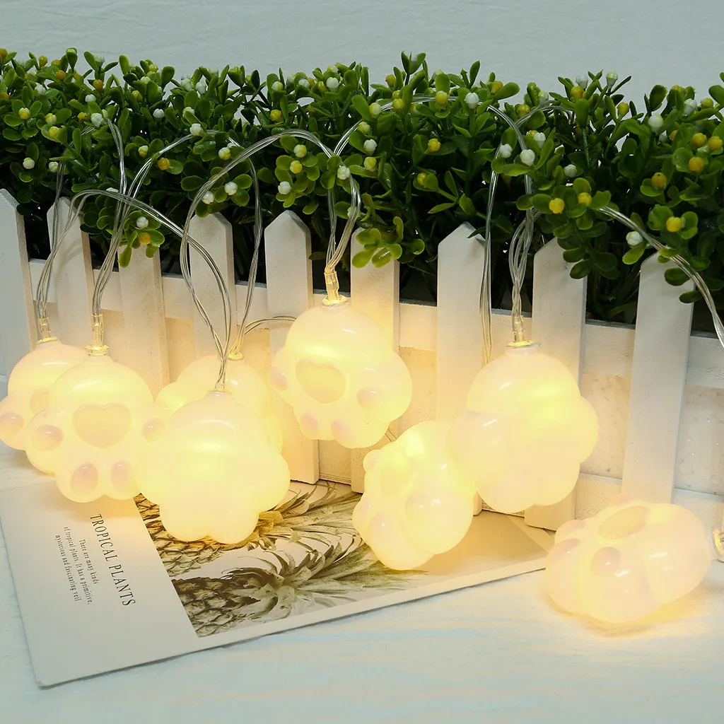 Best Selling LED Cute Cat Claw Shape Decorative Light String Children Room Layout Props Home Decoration Accessories