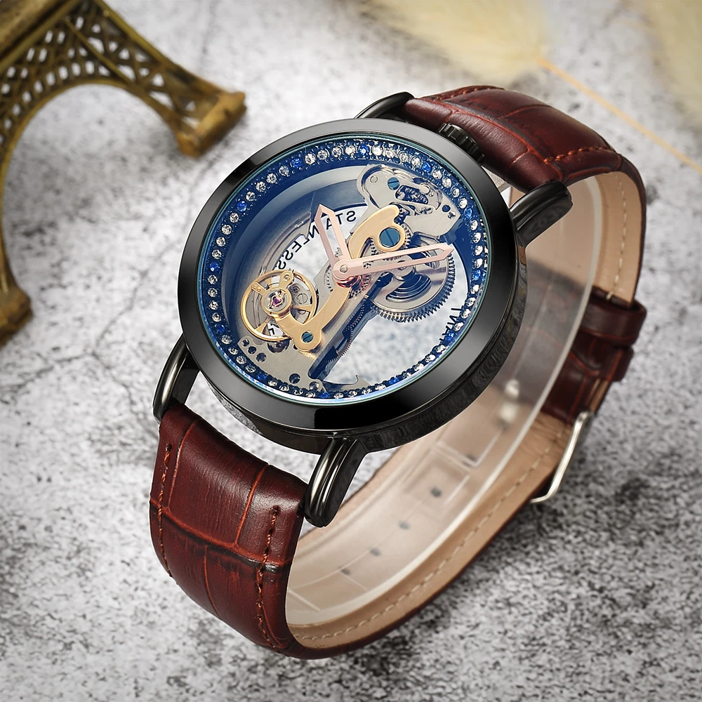 

Top Luxury Shenhua Men Watches Men Automatic Mechanical Watches Fashion Hollow Transparent Watches Men Diamond Flywheel Watches