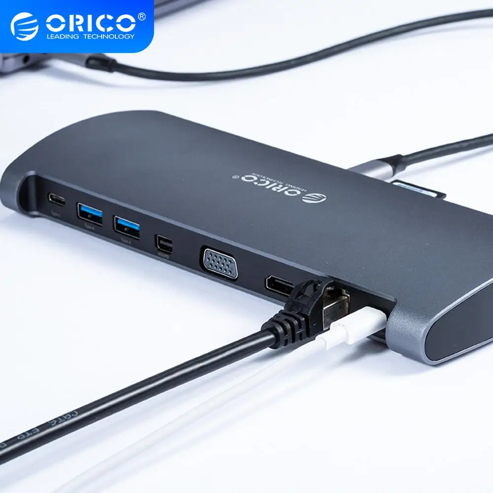 ORICO USB C HUB Type to Multi USB3.0 HDMI VGA Mini DP RJ45 PD Card reader Аудио адаптер док разветвитель для MacBook