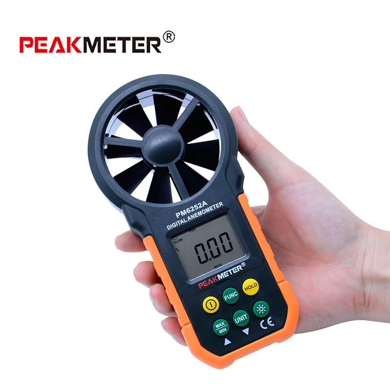 Цифровой ручной анемометр PEAKMETER PM6252A высокоточный измеритель расхода воздуха