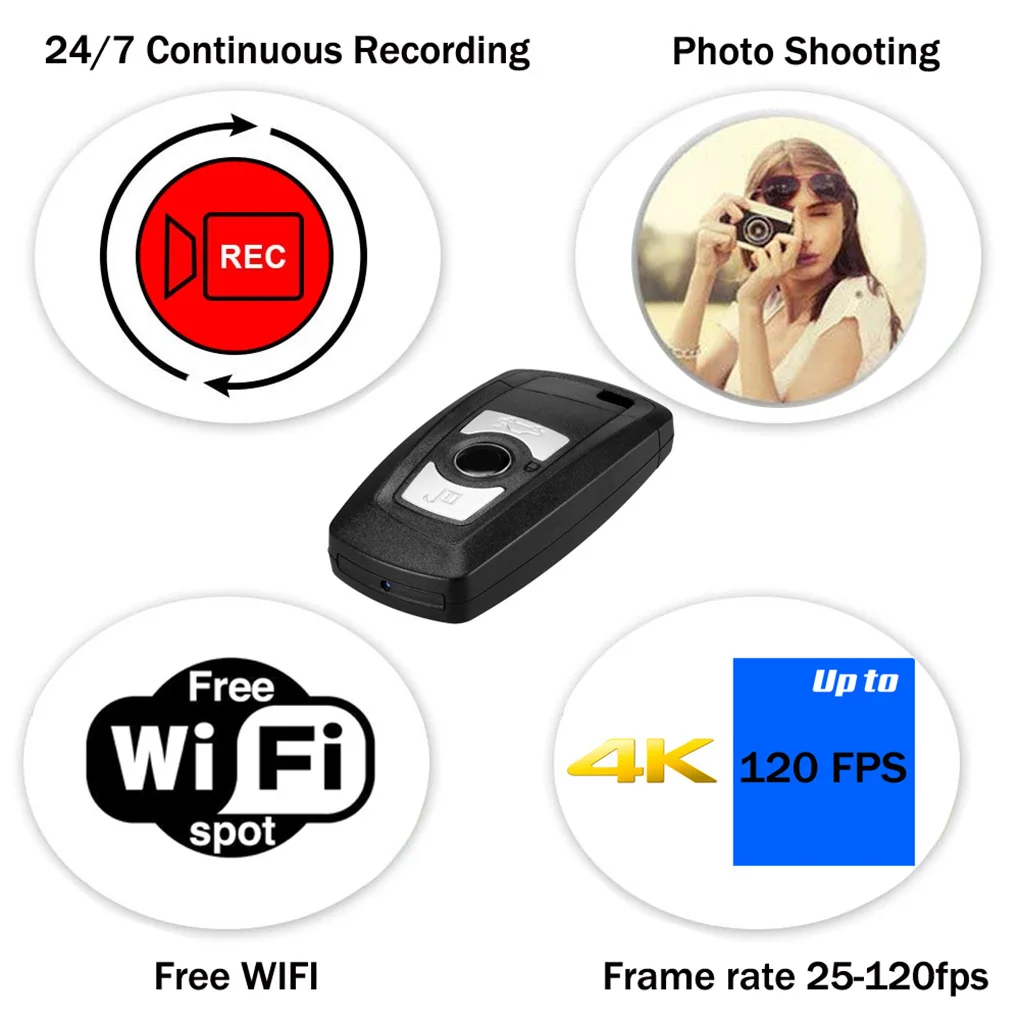 Автомобильный ключ камера 4K UHD брелок wifi камера сенсор Видеокамера движения DVR микро Спорт DV видео безопасности