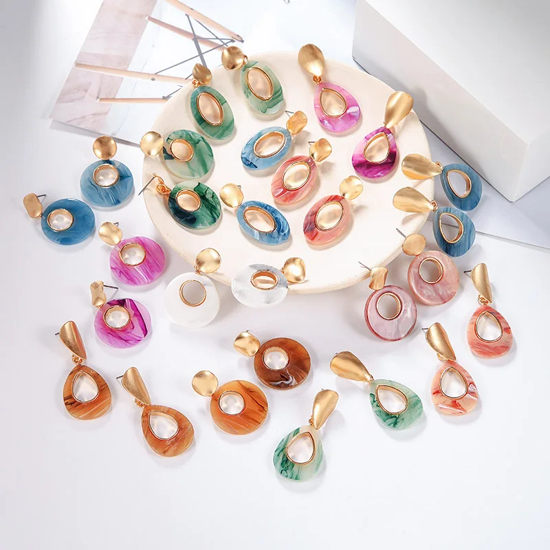 

Women's Fashion Earrings 2019 New Geometric Acrylic Acetate Drop Earrings Geometry Korean Brincos Jewelry Earrings Wholesale