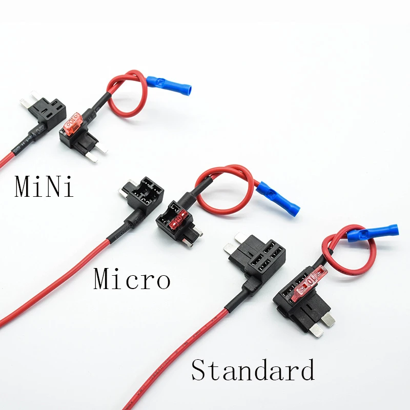 2pcs 12V Fuse Holder Add a circuit TAP Adapter Micro Mini Standard Ford