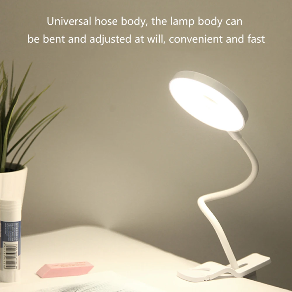 Многофункциональный 3 в 1 Светодиодный светильник с зажимом, настольная лампа для макияжа, зеркальное затемнение, защита для глаз, лампа для исследования, сенсорный выключатель, светильник, зарядка от USB