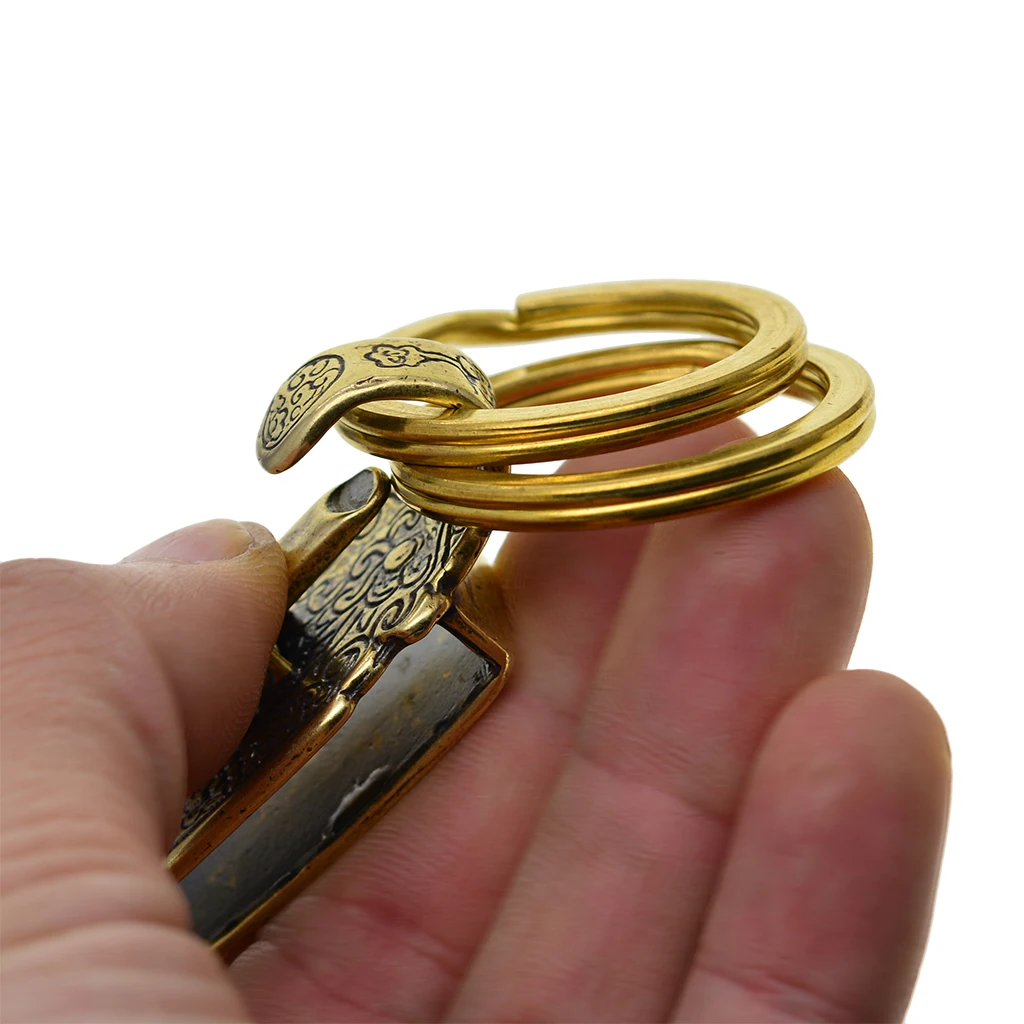 Solid Brass Retro Keychain Belt Loop Key Holder Storage Compact Organizer