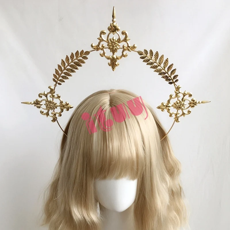 Anime Hair Accessories Costume Headband Angel Feather Wings Halo Crown Headpiece Gothic Lolita KC Headdress Angel Feather Wings Halo Goddess Headband Headdress Accessories