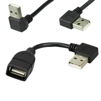 10cm 20cm USB 2.0 A męski na żeński 90 kątowy adapter przedłużający kabel USB2.0 męski na żeński prawy/lewy/dolny/up czarny kabel przewód 1