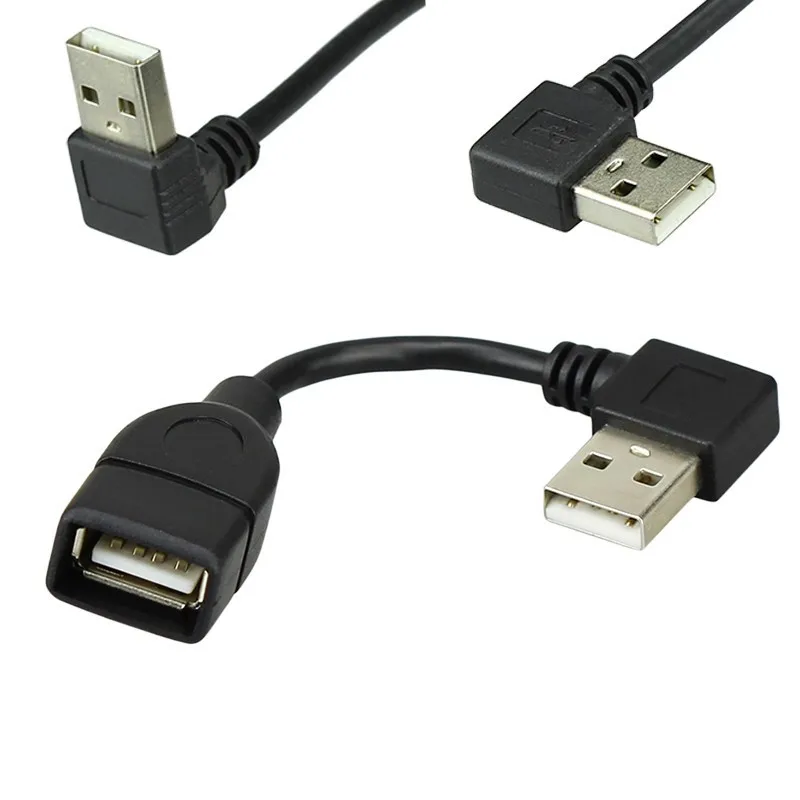 10cm 20cm usb 2.0 um macho para fêmea 90 angular cabo adaptador de extensão usb2.0 macho para fêmea direita/esquerda/para baixo/up cabo de cabo preto