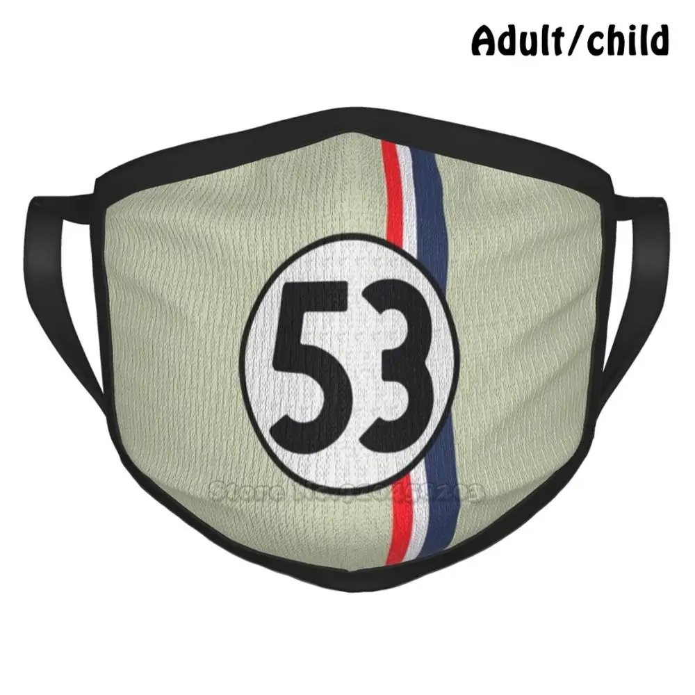 The Original L87 Pearl White Love Bug Custom Design Face Mask For Adult Kids Anti Dust Herbie Car Movie Funny | Аксессуары для
