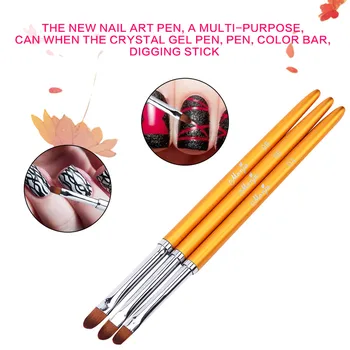 

3Pcs Nail Art UV Gel Polish Design Dot Painting Detailing Pen Gold Rod Round-Tip Pens Brushes Nail Tool Set