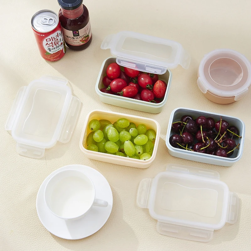 

New Household Round Small Lunch Box Kitchen Rectangular Bento Box Plastic Storage Box Protable Sealed Box Good Insulation Effect