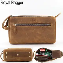 Royal Bagger, мужской кошелек из натуральной коровьей кожи, Crazy Horse, повседневный Длинный кошелек, клатч, модный многофункциональный кошелек, мужские сумки для стирки