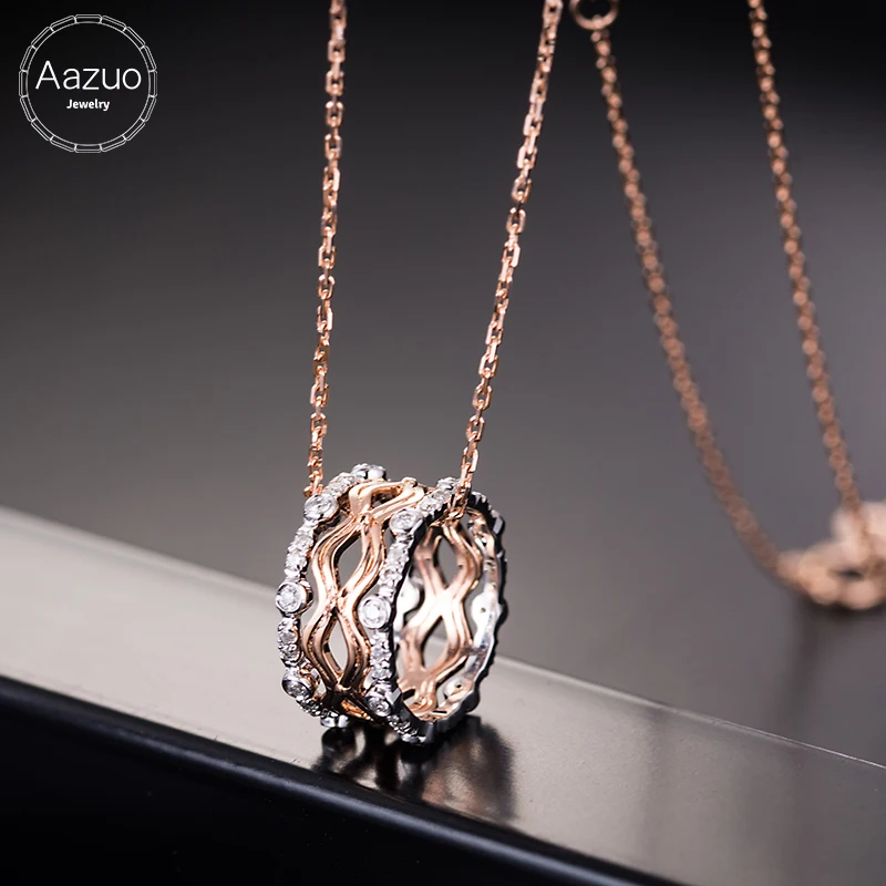 Aazuo с настоящими бриллиантами 18K розовое золото Модный движущийся кулон с цепочкой ожерелье одаренное для женщин Свадьба Au750