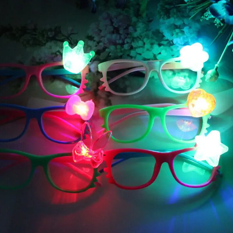 glasses Светящаяся Свадебная вечеринка корона цветок оголовье светодиодный светильник гаджет кольца рождественские неоновые украшения светящиеся серьги светодиодный аксессуары - Цвет: glasses