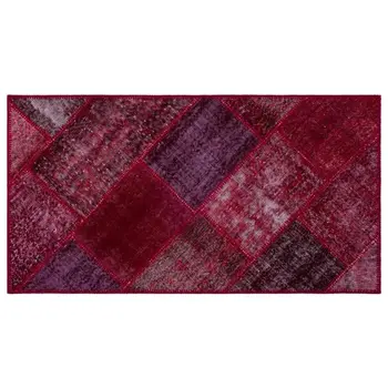 

Handmade Red Vintage Overdyed Patchwork Area Rug 080x150 Cm-2'7''X4'11''
