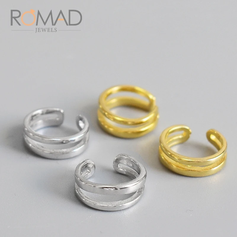 Romad, минималистичные, двухсторонние, гладкие, без пирсинга, клипсы для ушей, S925 серебро, серьги, индивидуальные, женские, клипсы, серьги, ювелирные изделия