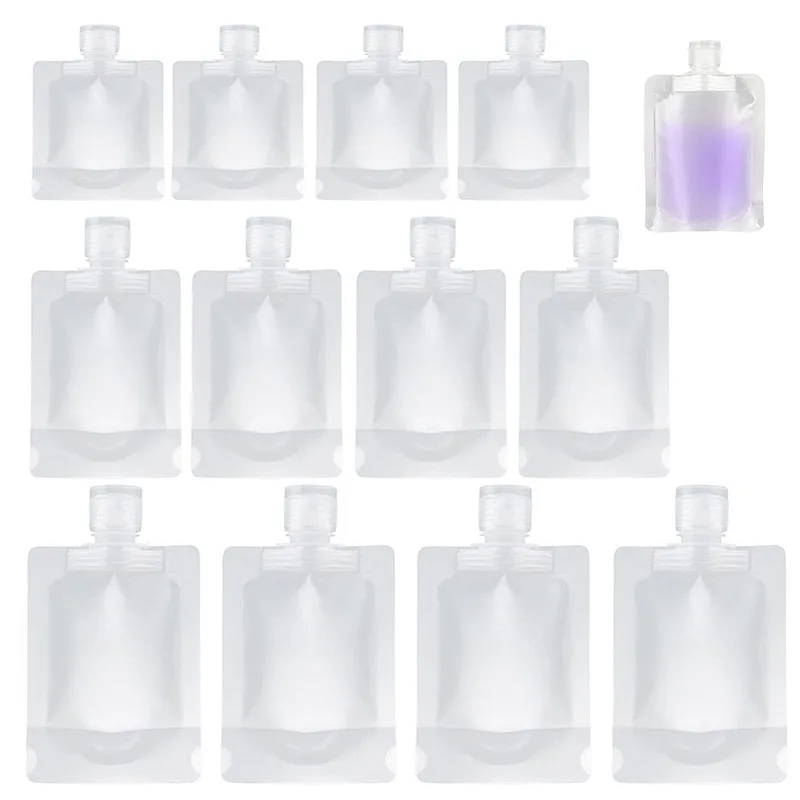 30Pcs Clear Reusable Leakproof Refillable Pouches 30/50/100ml Cosmetic Containers Shampoo Lotion Liquid Dispenser Packaging stobag 100pcs frosted matte liquid packaging drinking nozzle bags clear milk juice beverage sealed storage reusable pouches