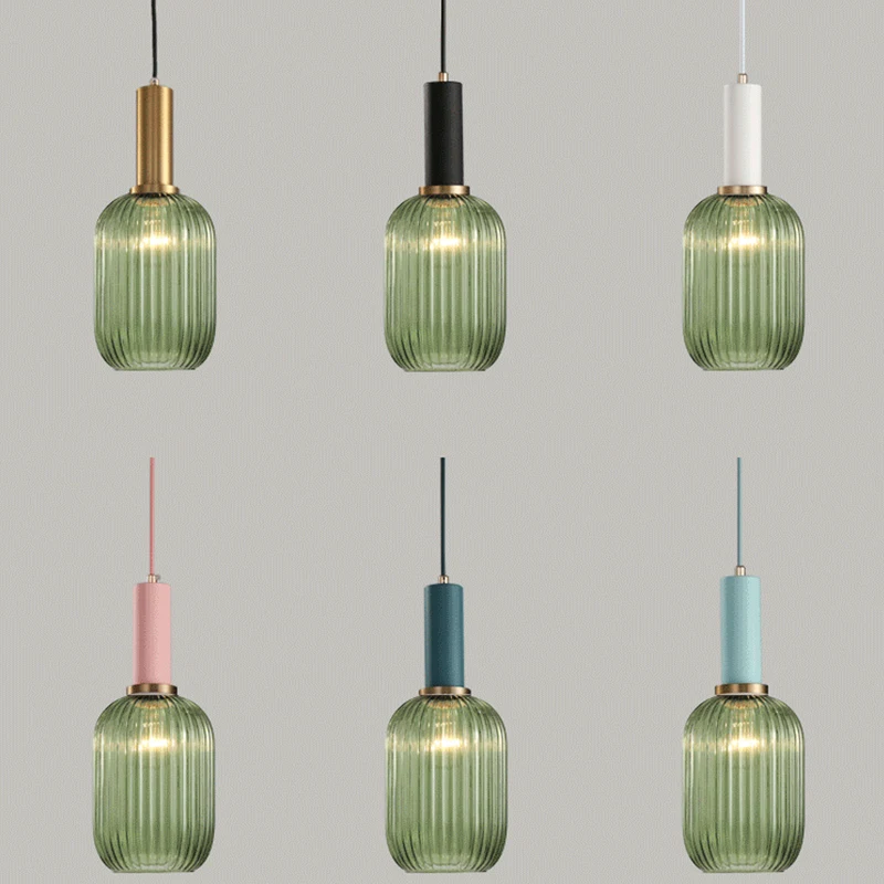 Новинка полосатые стеклянные подвесные светильники E27 светодиодный 6 цветов