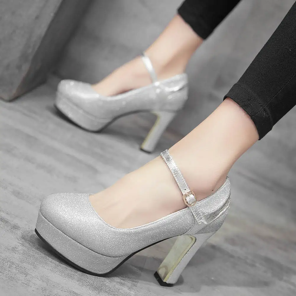 

SARAIRIS New big size 43 Fashion 2020 Bling Party Wedding Pumps Woman Shoes Platform Buckle Strap High Heels Mary Janes Pumps