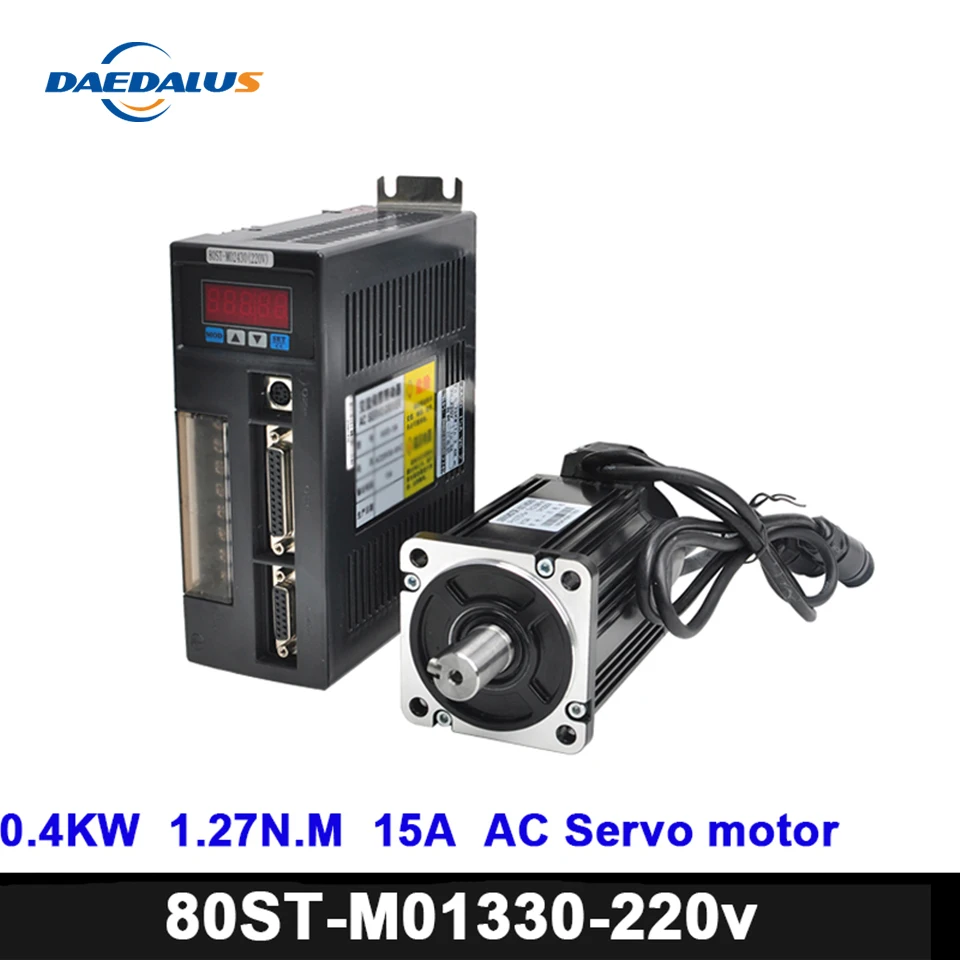 0.4KW 80ST-M01330 серводвигатель переменного тока 1.27N.M 3000 об/мин двигатель переменного тока+ парные водитель серводвигателя+ 3 М кабель полный двигатель Наборы высокое качество