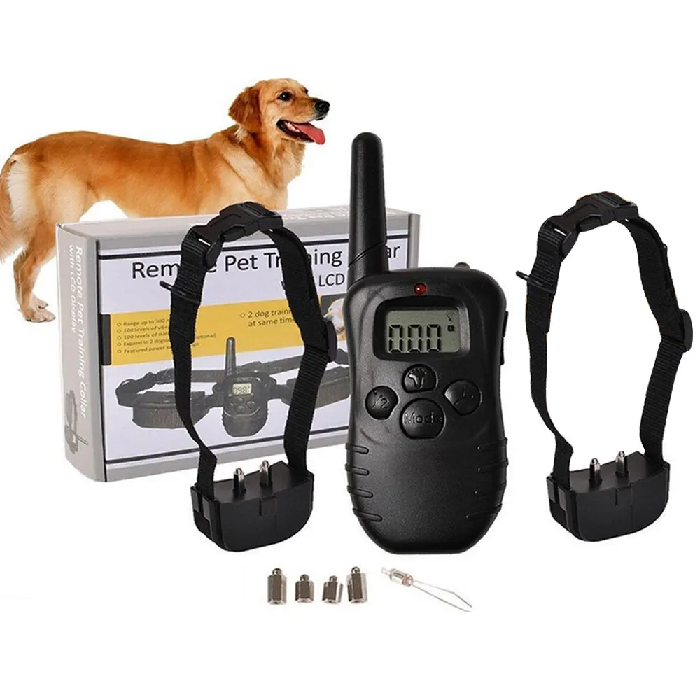 

300M Electric Remote Control Dog Collar Waterproof With LCD Display Pet Training Collar Shock Vibration Sound