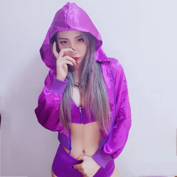 

New wave dj ds costumes nightclub bar girl singer lead dancer clothing hip-hop jazz dance three-piece fitted jacket