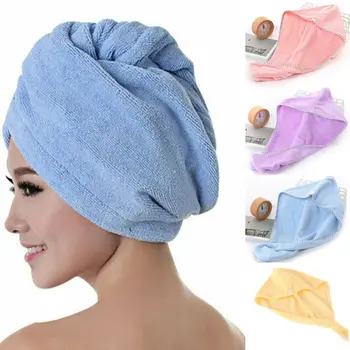 

Soft Shower Cap Microfiber Bath Towel Hair Dry Quick Drying Lady Bath Towel Hat for Lady Man Turban Head Wrap Bathing Tools