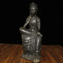 

Home Decor 19"Tibet Buddhism Temple Old Bronze Korean style Meditating buddha statue Thinker statue Enshrine the Buddha