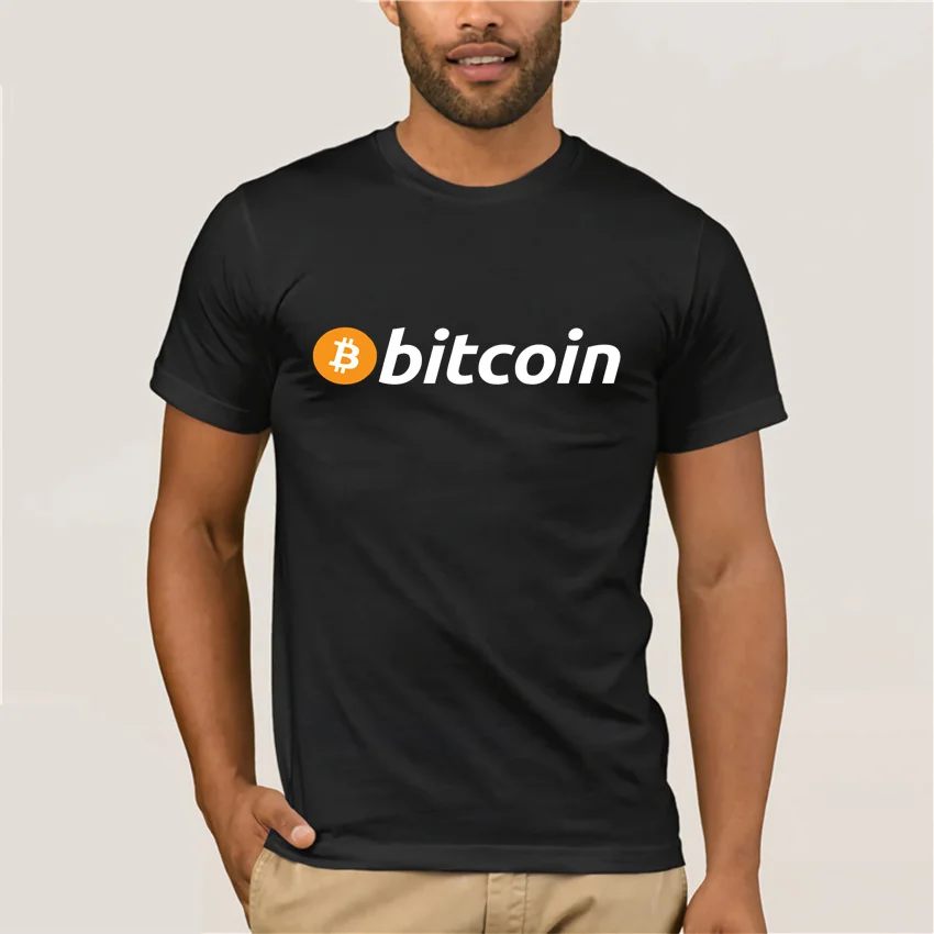 Футболка с логотипом биткоина повседневные мужские хлопковые топы схемой BTC для