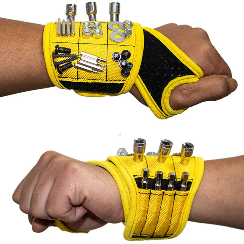 Magnetic Wristband with Strong Magnets Holds Screws, Nails, Drill Bit Portable Repairing Hand Tool Holder Storage Wrist Belt metal tool chest