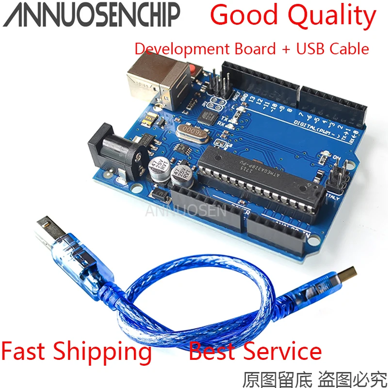 1 шт. для официальной коробки UNO R3 ATMEGA16U2 + чип MEGA328P платы разработки Arduino USB кабель |