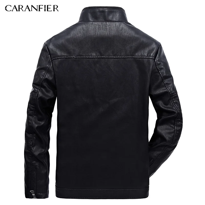 CARANFIER/2017 кожаная куртка для мужчин новая зимняя модная высококачественная