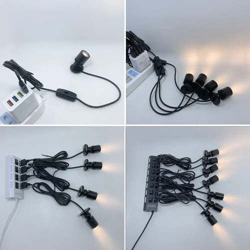 EtrnLED USB 스포트 라이트 미니 Led 램프 쥬얼리 쇼케이스 와인 캐비닛 조명 키트, 1W 3W 조정 가능한 스포트 라이트 천장 통 5V 2