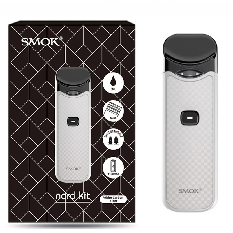 white carbon Smok Nord Pod vape комплект с аккумулятором 1100 мАч 3 мл картридж сетка спиральная электронная сигарета Vape pod Kit vs SMOK novo - Цвет: white carbon