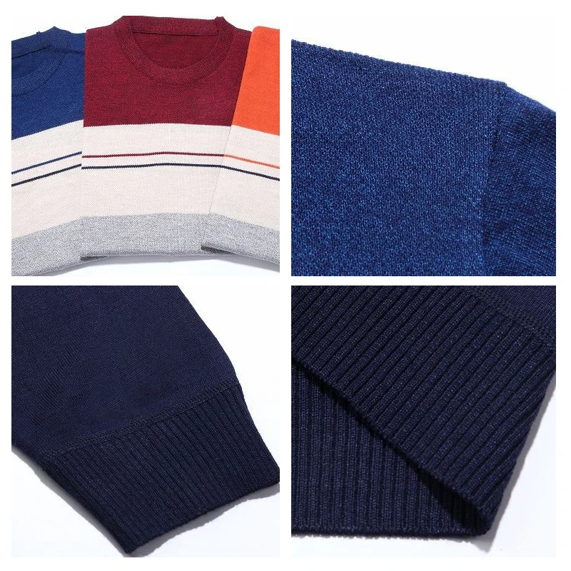 Great Value Autumn Fashion Brand Clothing Men Knitted Sweater Knitwear Sweater Thick Stripes Slim Fit Pullover Men O-Neck Sweater for Men