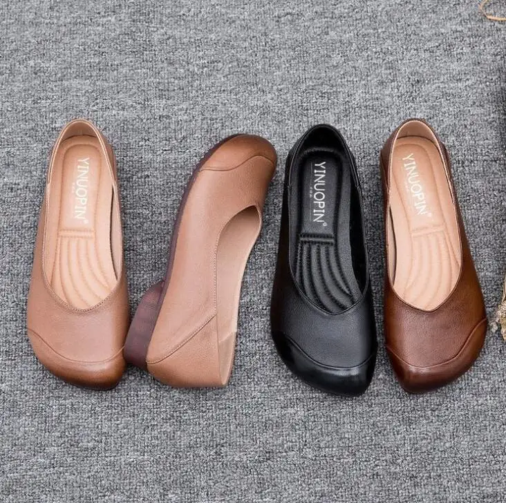 Spring Autumn Women Slip on Shoes Black Loafers Comfort Flats Grandmother Shoes Brown Sneaker Plus Size 43 Zapatos Mujer
