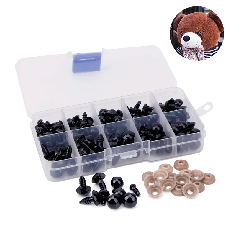 50pcs 10mm 12mm 14mm Plastic Safety Eyes Red/Brown Transparent Colors for  Amigurumi or crochet doll Animal Puppet Making